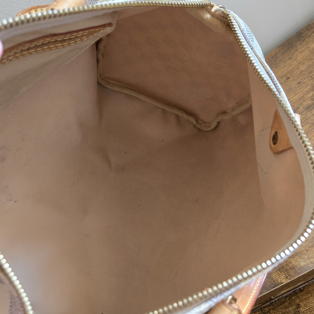 Louis vuitton Boston Checkered Top-Handle Satchel in Light Gray and Tan - Picture 9 of 13